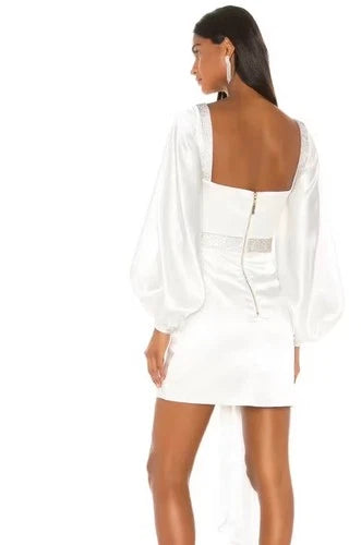 BRONX AND BANCO Lana Bridal Mini Dress in White Size S – Elegant Statement Style