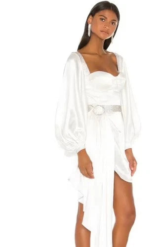 BRONX AND BANCO Lana Bridal Mini Dress in White Size S – Elegant Statement Style