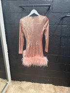 Nadine Merabi Miley Sequins Mini Feather Dress Size S – Glamorous Party Style