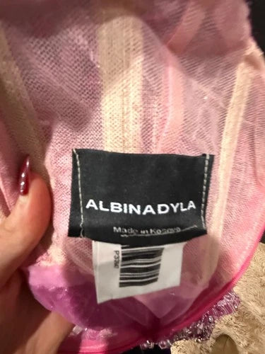 Albina Dyla Blush Stardust Gown Size XS – Elegant Crystal Embellished Style