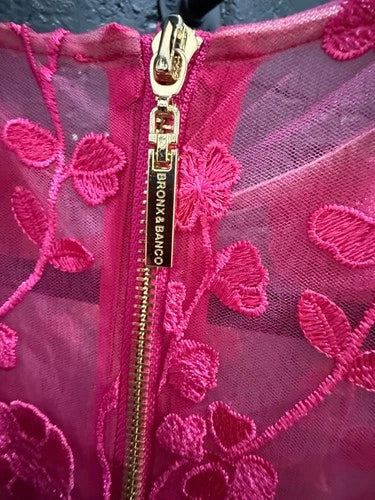 Bronx and Banco Maraya Long Sleeve Mini Dress in Fuchsia Size M – Statement Party Style