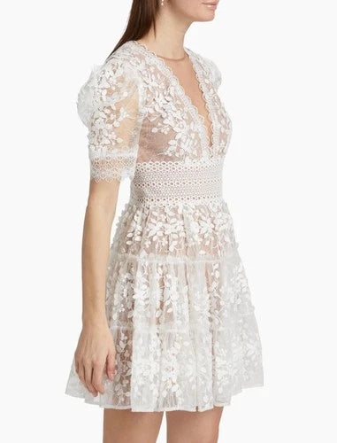 Bronx and Banco Megan Lace Minidress Size S – Elegant White Floral Lace