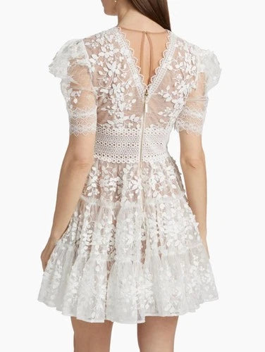 Bronx and Banco Megan Lace Minidress Size S – Elegant White Floral Lace