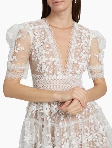 Bronx and Banco Megan Lace Minidress Size S – Elegant White Floral Lace