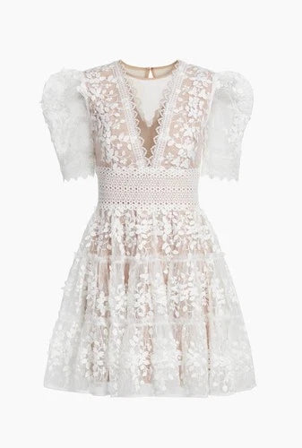 Bronx and Banco Megan Lace Minidress Size S – Elegant White Floral Lace