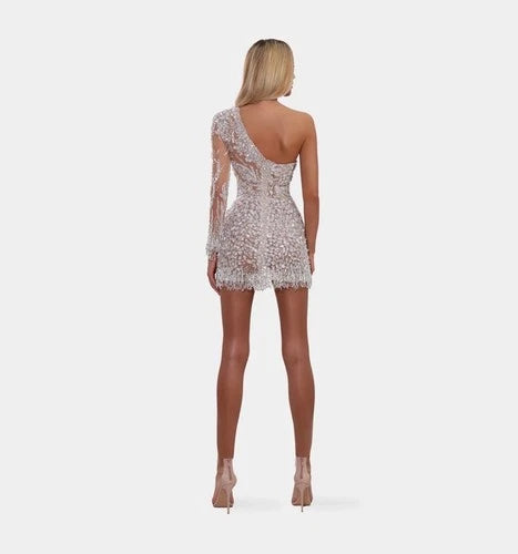 albina dyla short dress Golden Elegance Mini Dress ALBINA DYLA