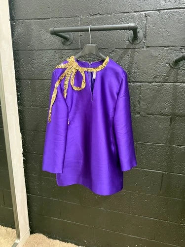 Valentino Garavani Sequin Bow Silk Duchesse Mini Shift Dress Size 2 – Iconic Couture Elegance