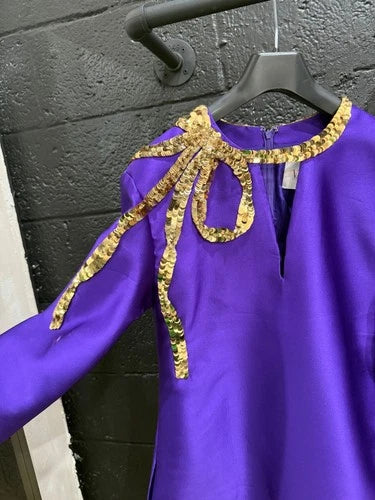 Valentino Garavani Sequin Bow Silk Duchesse Mini Shift Dress Size 2 – Iconic Couture Elegance