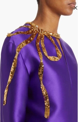 Valentino Garavani Sequin Bow Silk Duchesse Mini Shift Dress Size 2 – Iconic Couture Elegance